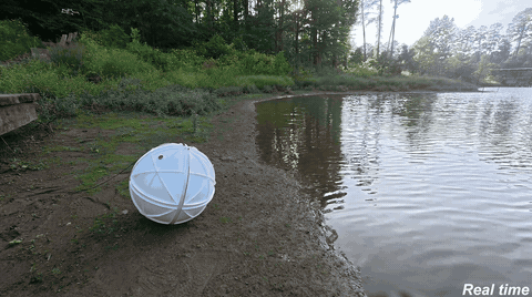 MARBLE spherical robot rolling from land into water